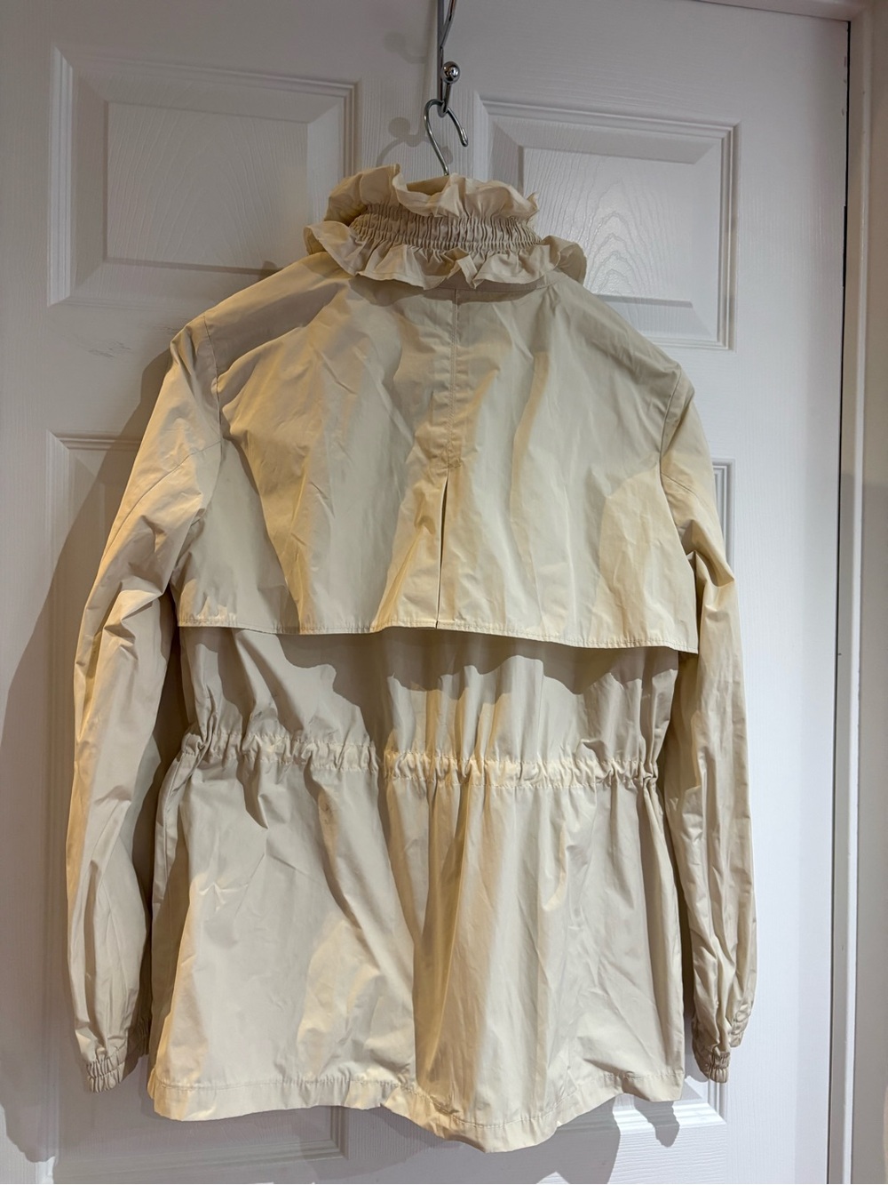 Banana Republic Women's Cream Lightweight Anorak Jacket with Ruffle Collar, Sz S - Picture 10 of 10